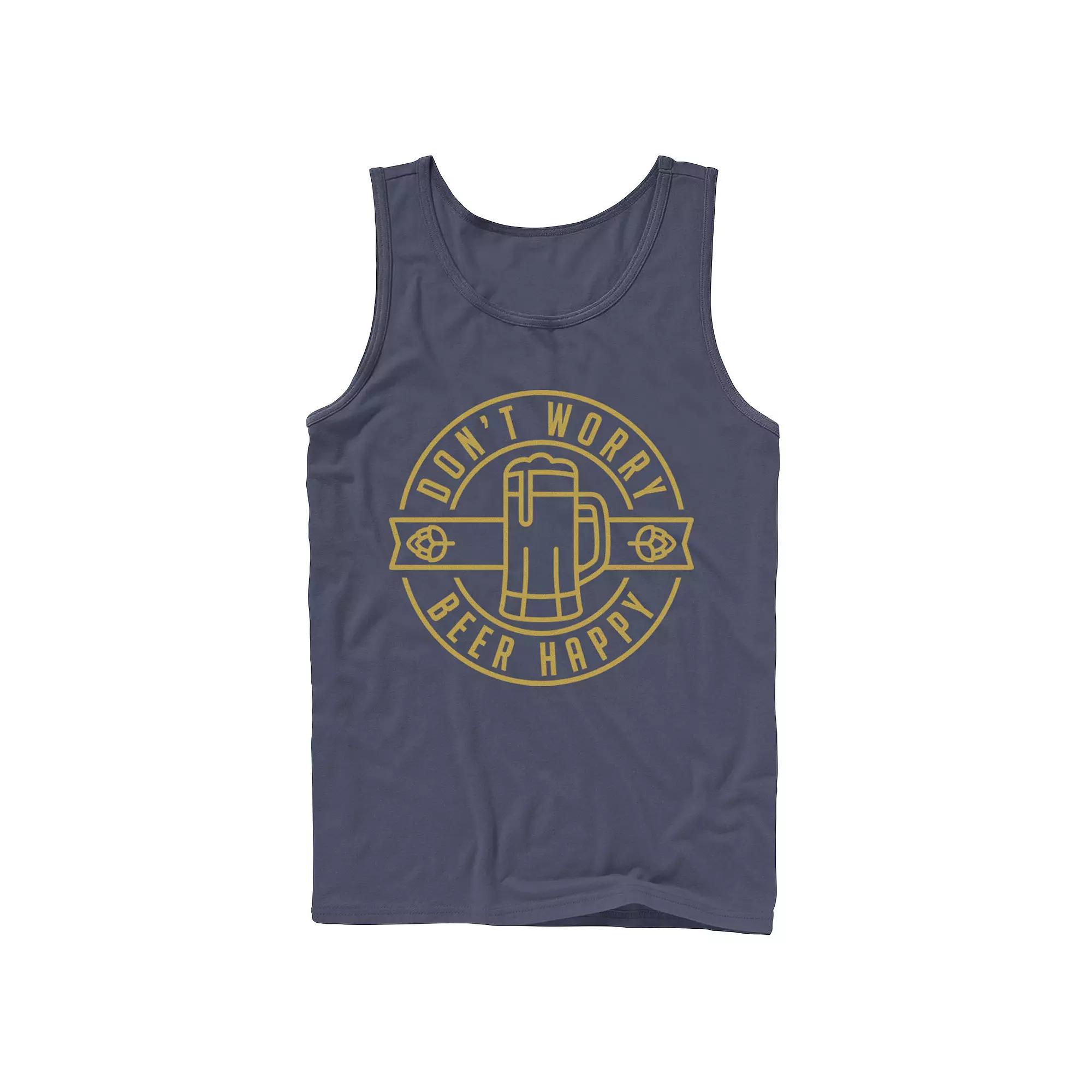 Men's Don't Worry Beer Happy Circle Tank Top,  Product Image