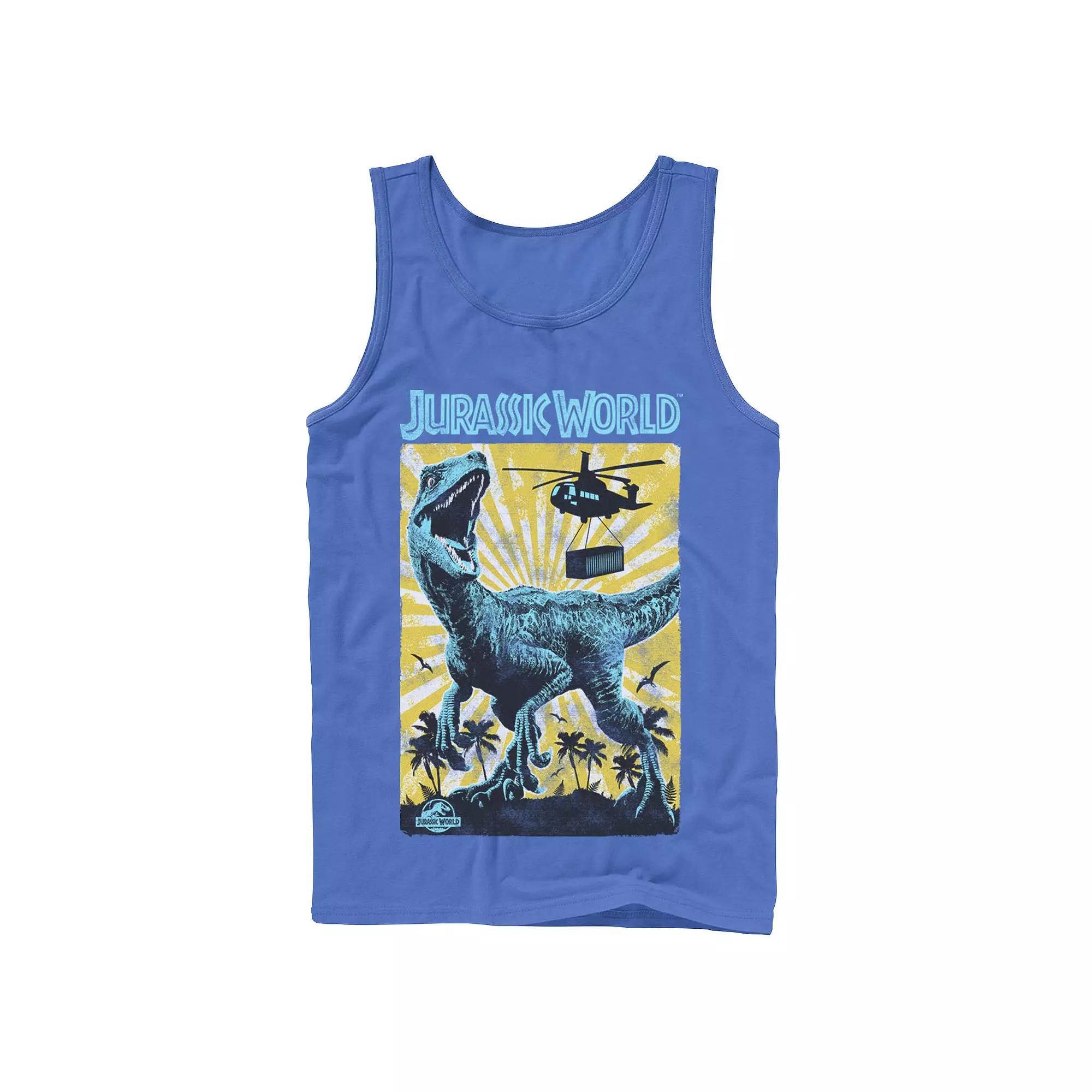Men's Jurassic World T-Rex Color Pop Retro Poster Tank Top,  Product Image