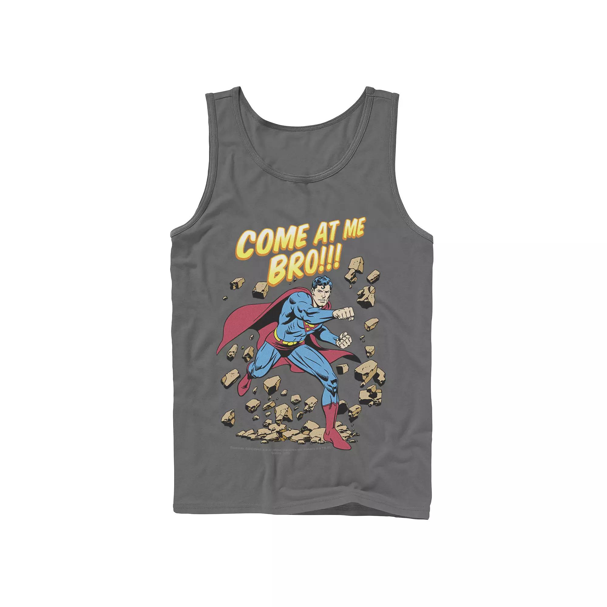 Men's DC Comics Superman Come At Me Bro Text Poster Tank Top,  Product Image