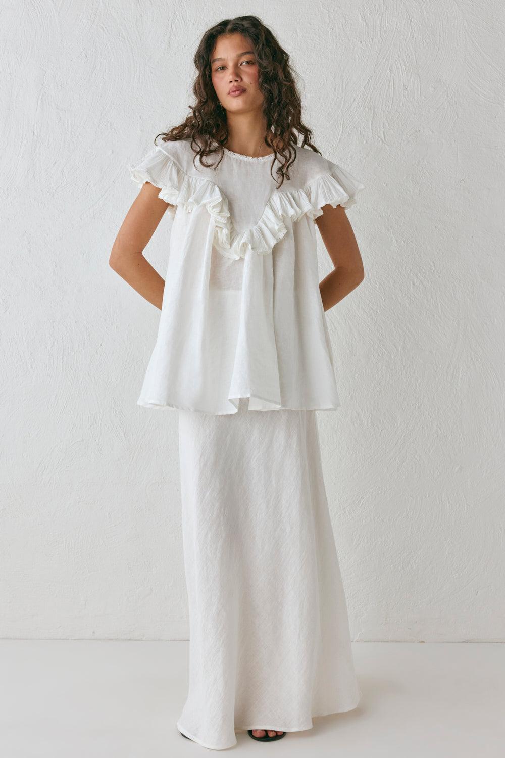Viola Linen Tunic White Product Image