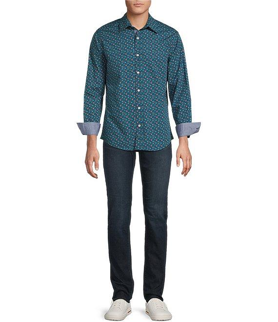 Cremieux Big & Tall Premium Denim Medium Paisley Print Stretch Long Sleeve Woven Shirt Product Image