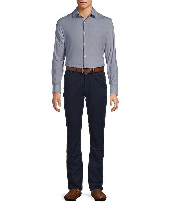 Hart Schaffner Marx State Street Essentials Long Sleeve Houndstooth Albini Knit 4Flex Coat Front Shirt Product Image