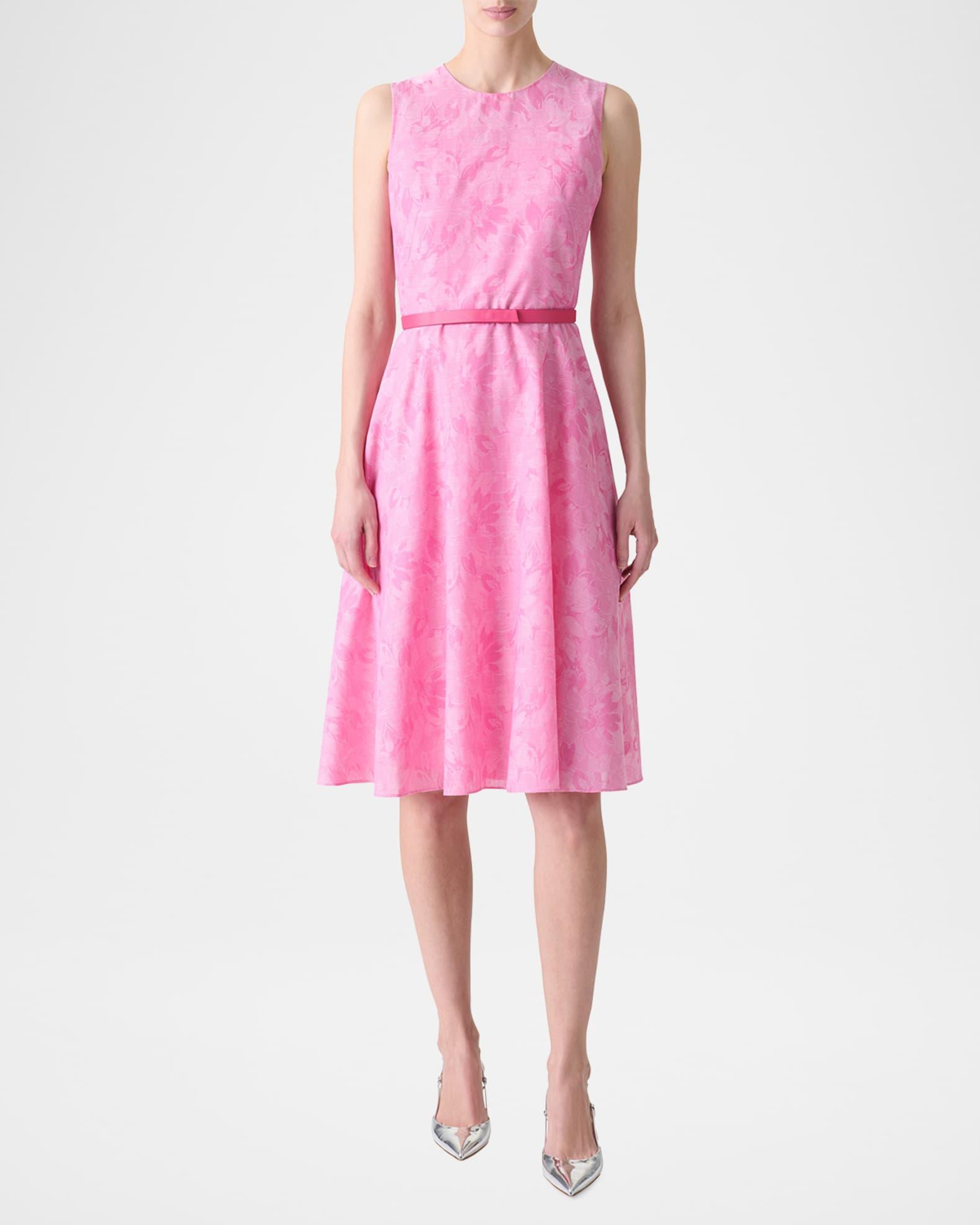 Floral Cotton Sleeveless Belted Dress Product Image