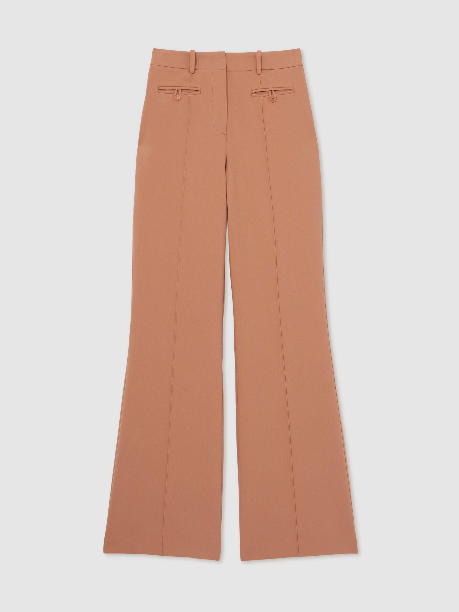 Petite Welt Pocket Flared Trousers in Tan Product Image