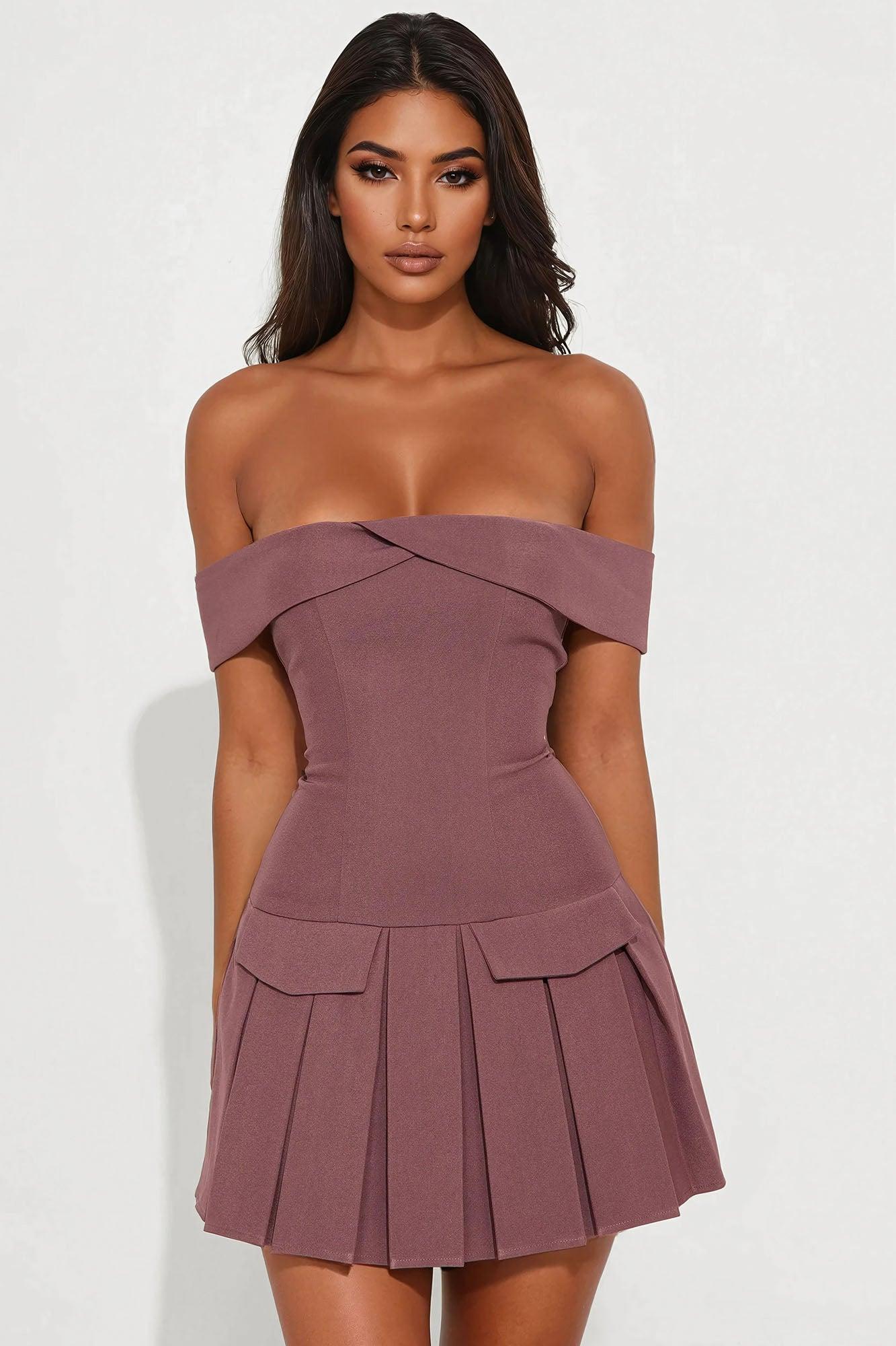 Amani Pleated Micro Mini Dress - Purple Product Image