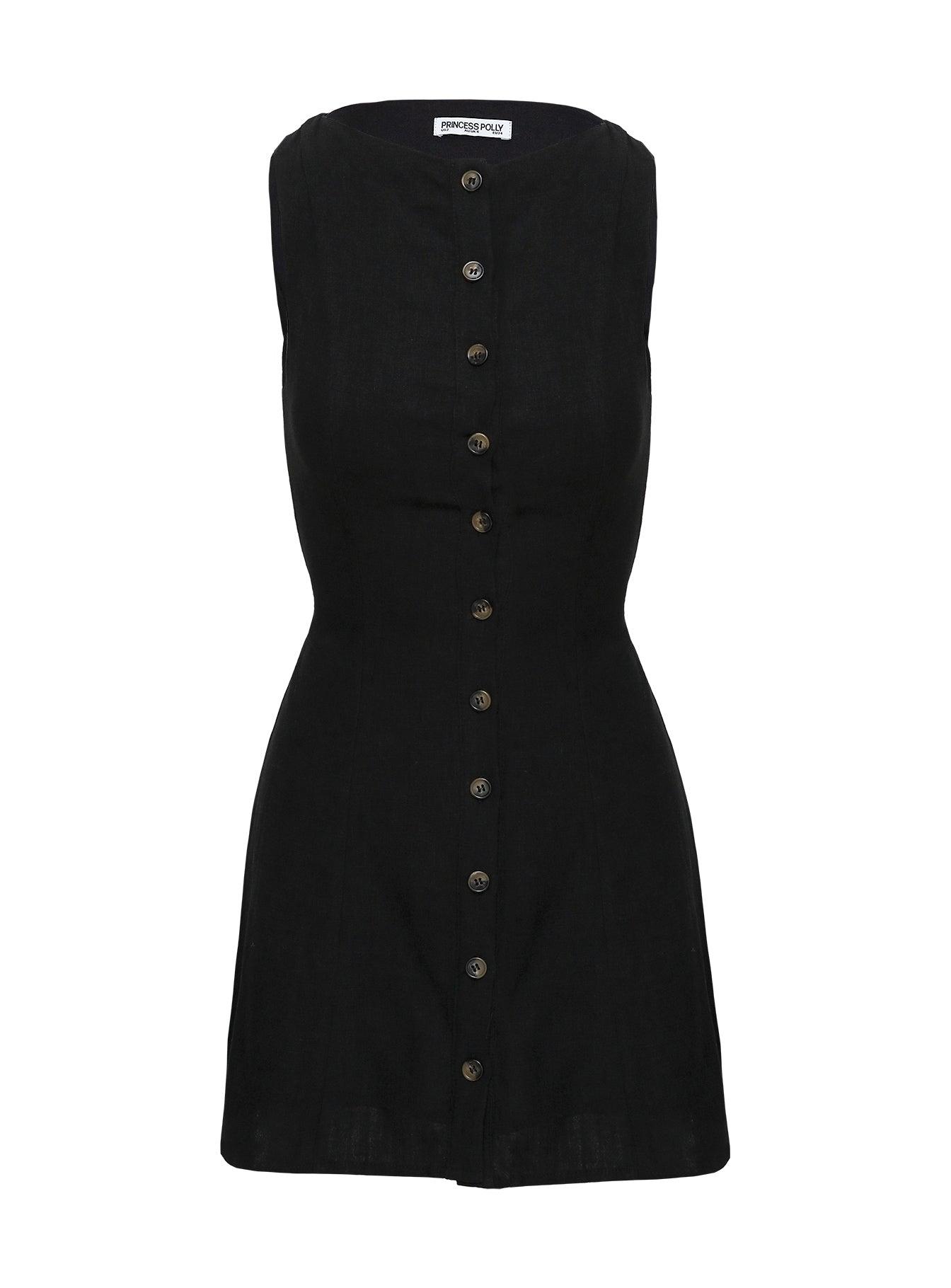 Dollie Linen Mini Dress Black Product Image