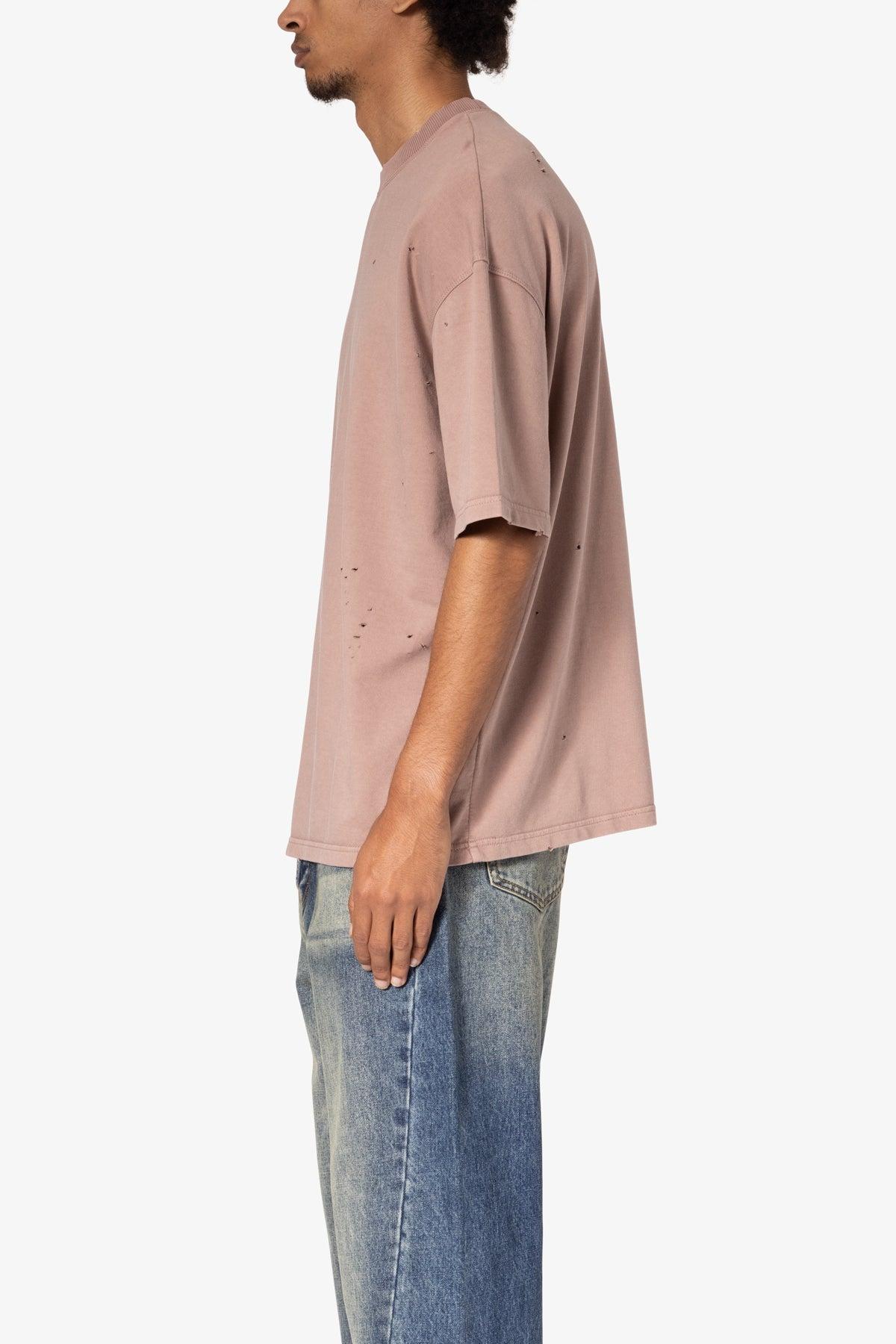 Heavy Distressed Tee - Mauve Product Image