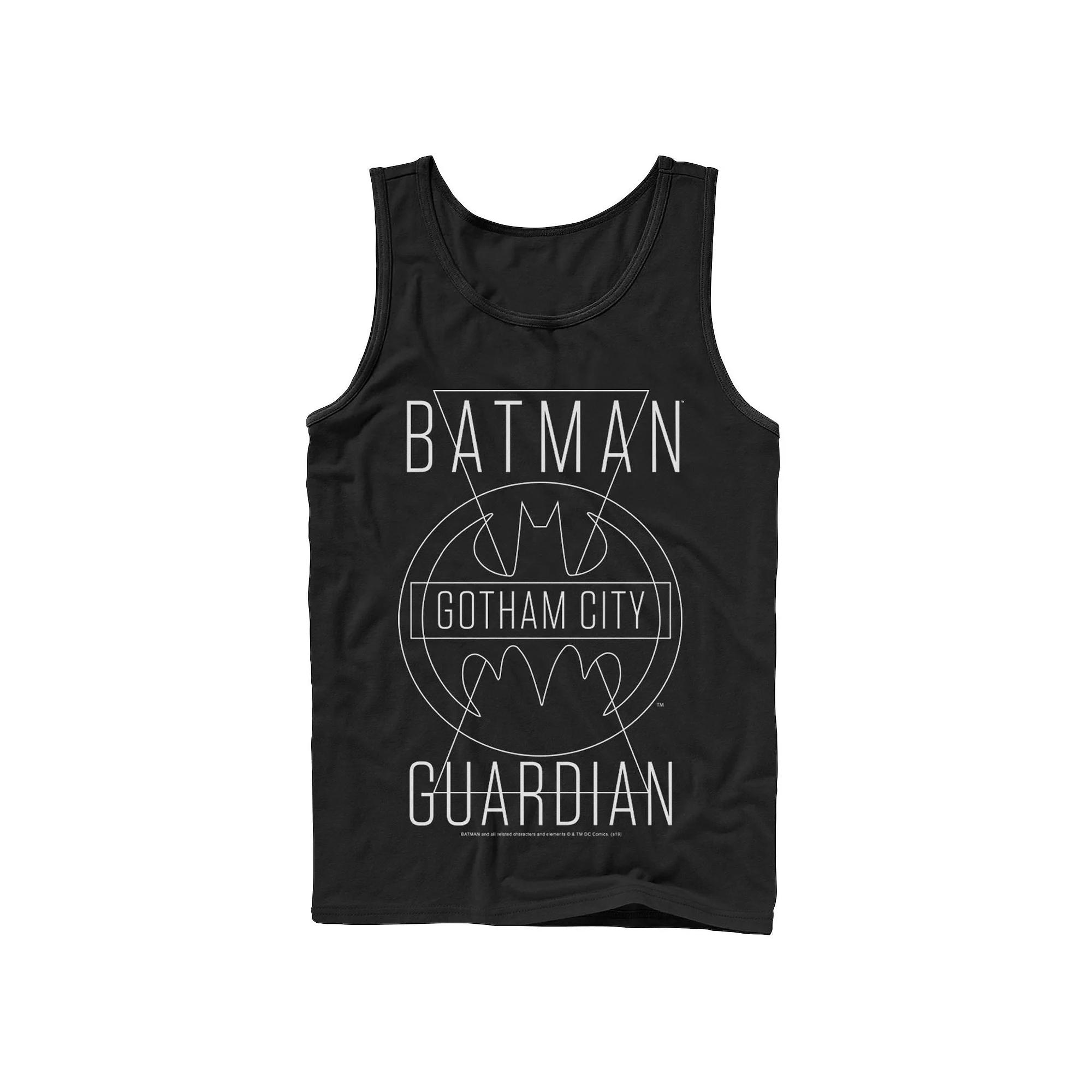 Mens DC Comics Batman Gotham City Guardian Text Poster Tank Top Blue Product Image
