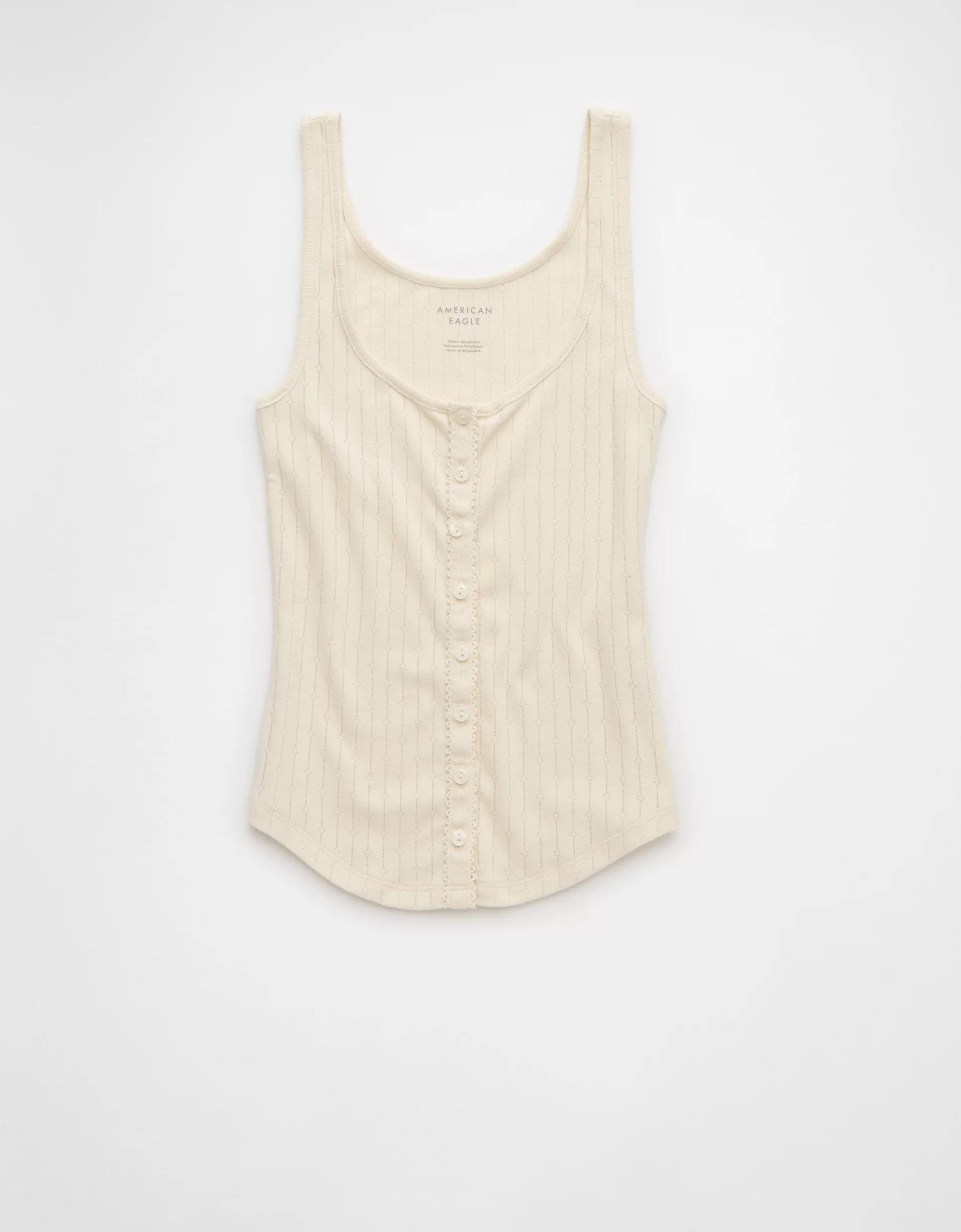 AE Scoop Neck Pointelle Tank Top Product Image