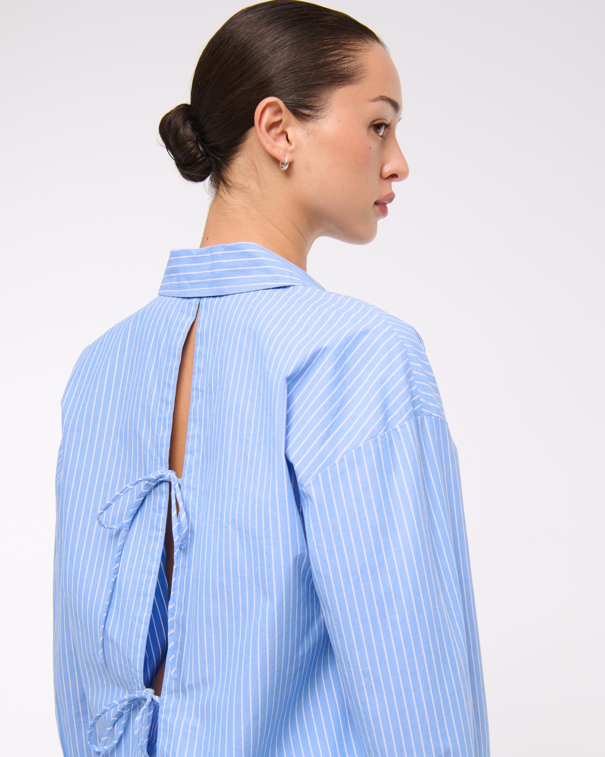 Oversized Tie-Back Poplin Shirt Product Image