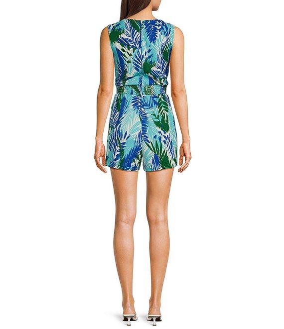 I.N. San Francisco Sleeveless Palm Leaf Printed Romper Product Image