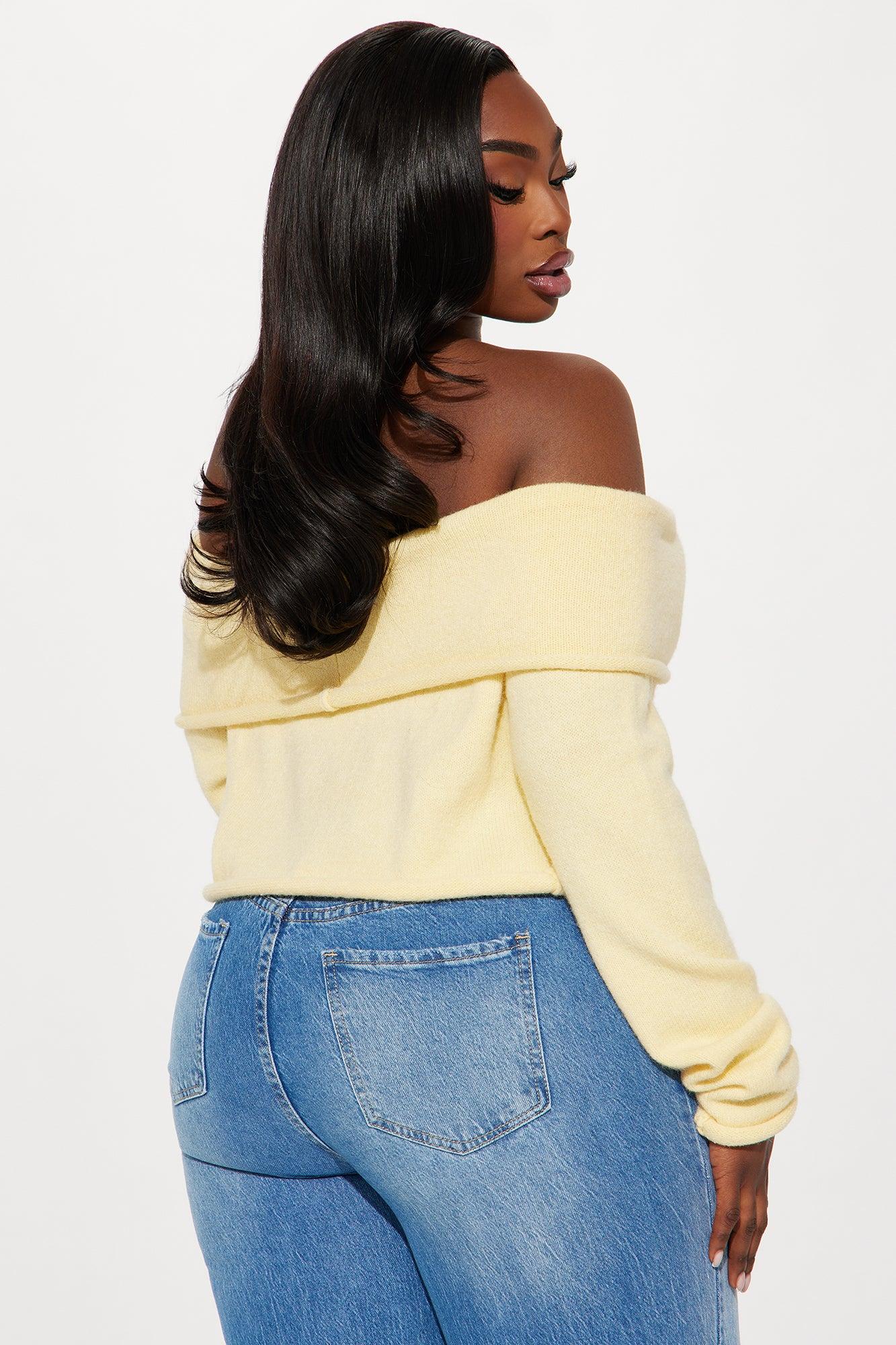 Only One Off Shoulder Sweater - Yellow Product Image