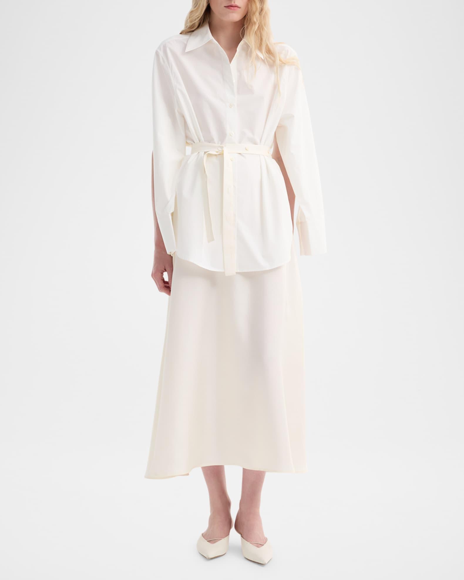 Silk-Poplin Combo Gilet Maxi Dress Product Image