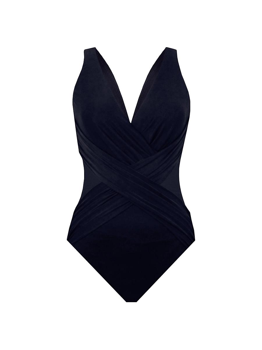 Womens Illusionists Cross-Over One-Piece Swimsuit Product Image