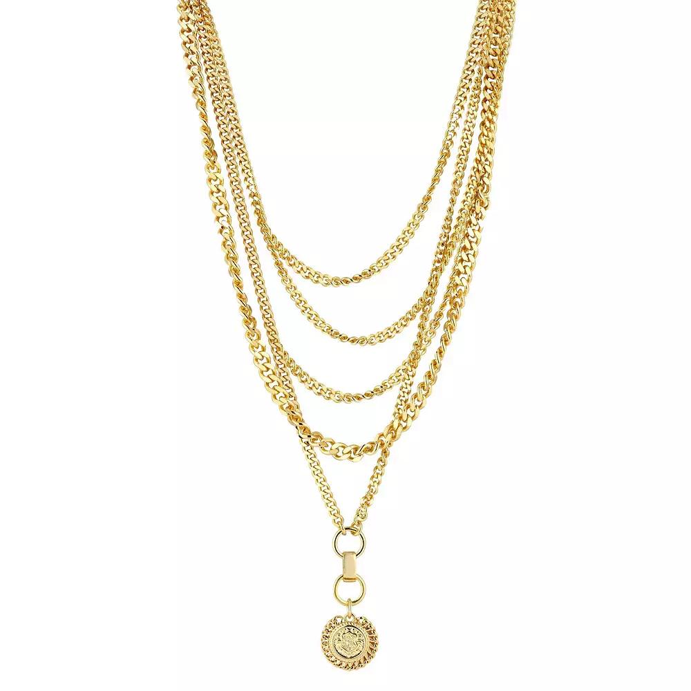 WINX 18k Gold Plated Multi Layer Chain Coin Pendant Necklace, Women's, Size: 18", Gold Tone Product Image