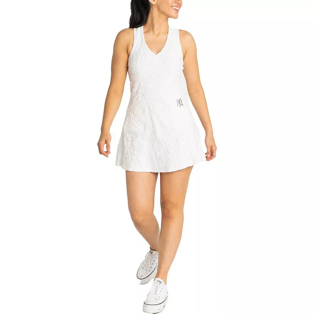 Women's Lusso White New York Yankees Tess Cheetah V-Neck Racerback Dress,  Product Image