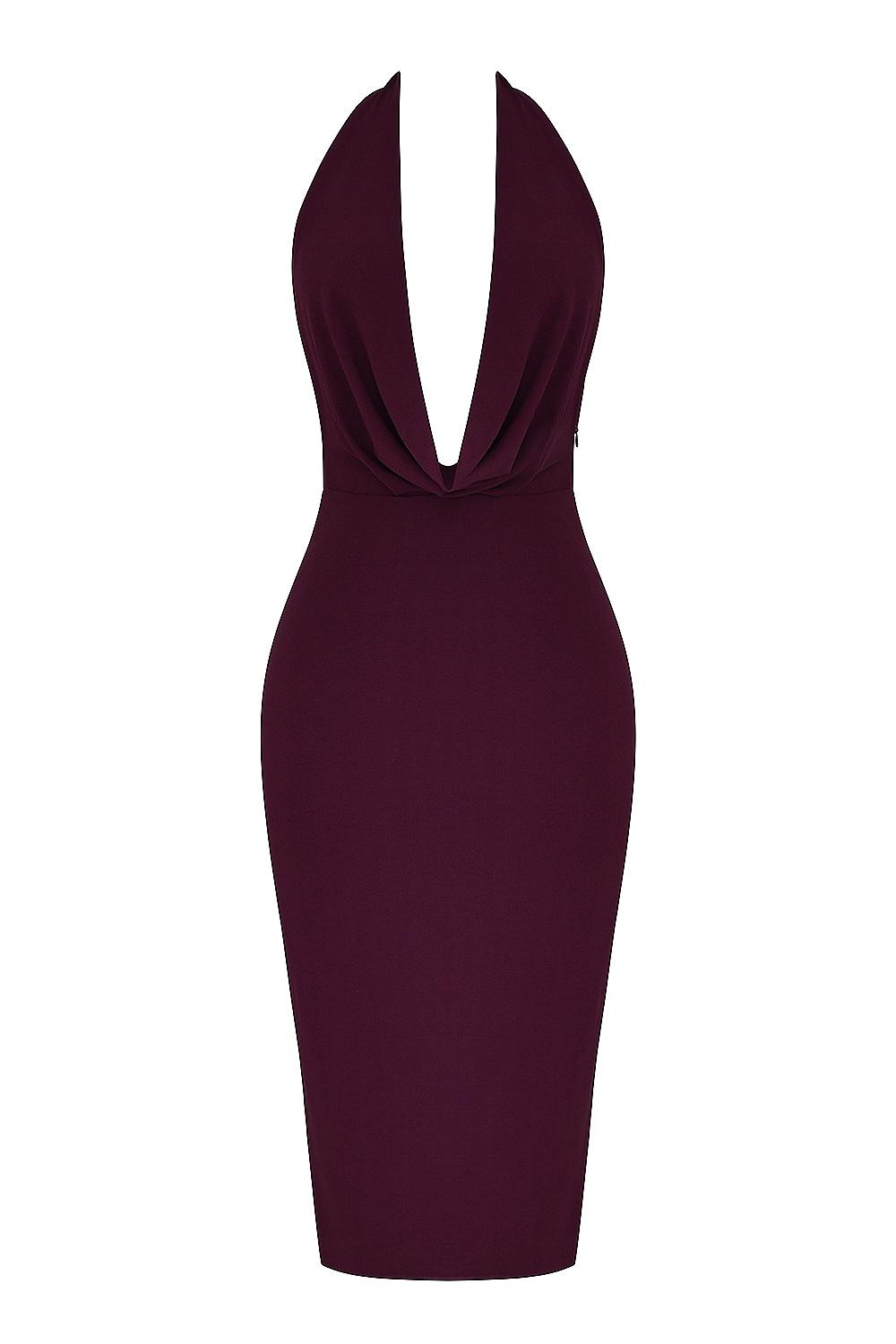 Florentina  merlot draped midi dress Product Image
