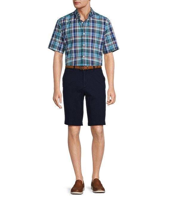 Roundtree & Yorke Short Sleeve Large Plaid Poplin Sport Shirt Product Image