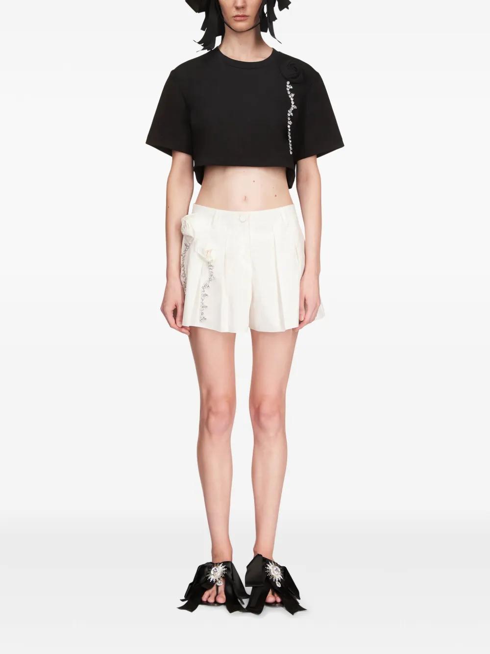 crystal-embellished cropped t-shirt Product Image