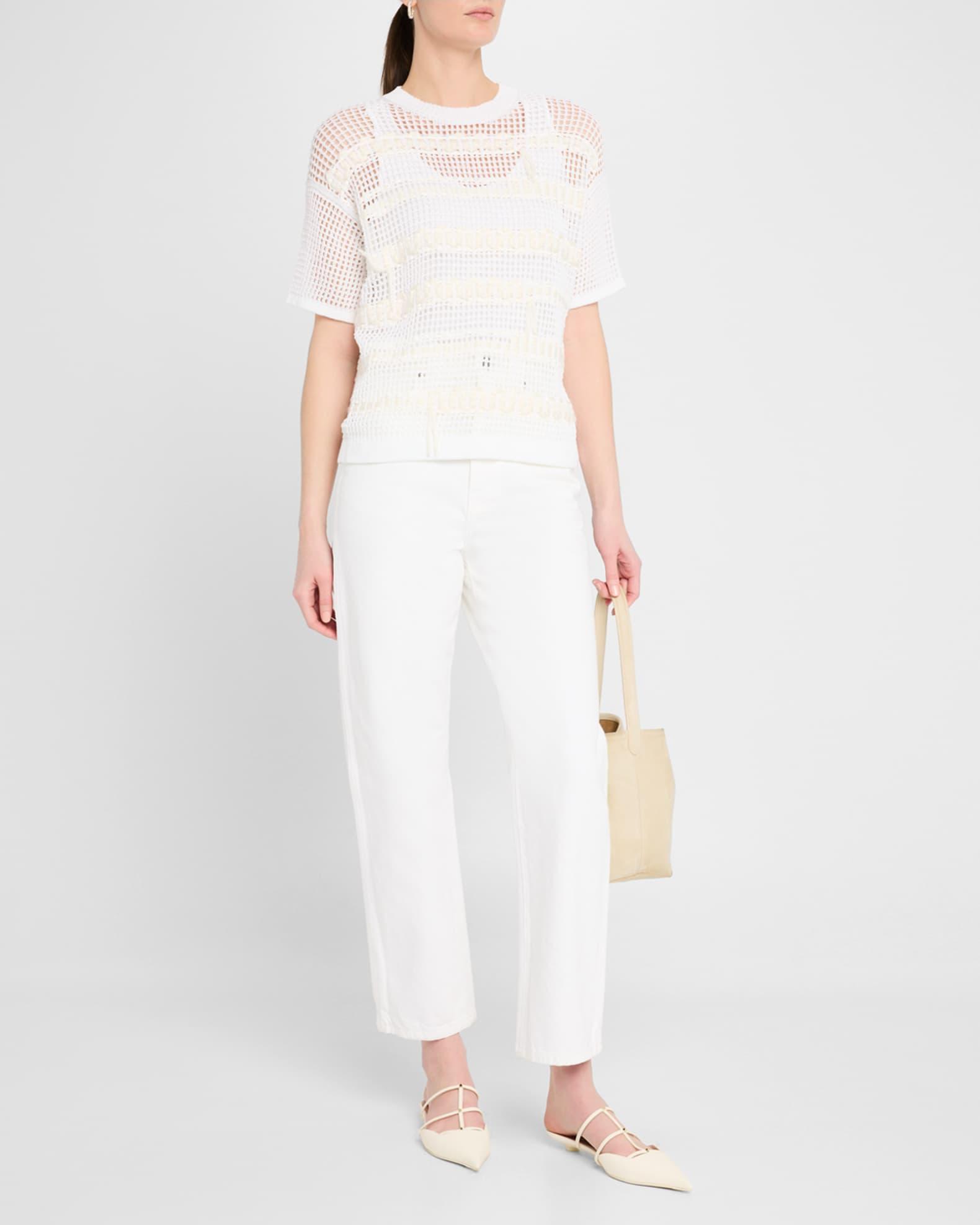 Embroidered Mesh-Knit Sweater Product Image