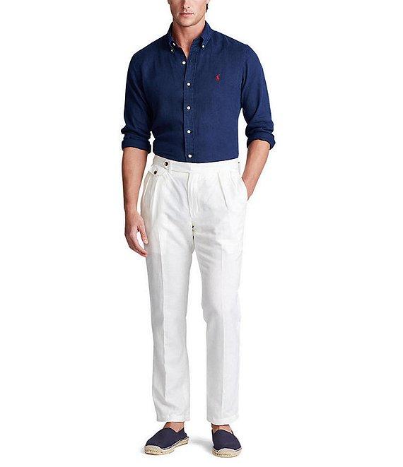 Polo Ralph Lauren Piece Dye Solid Linen Long Sleeve Woven Shirt Product Image