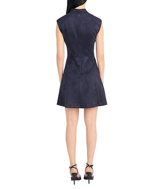 Donna Morgan High Mock Neck Strapless Faux Suede Mini Dress Product Image