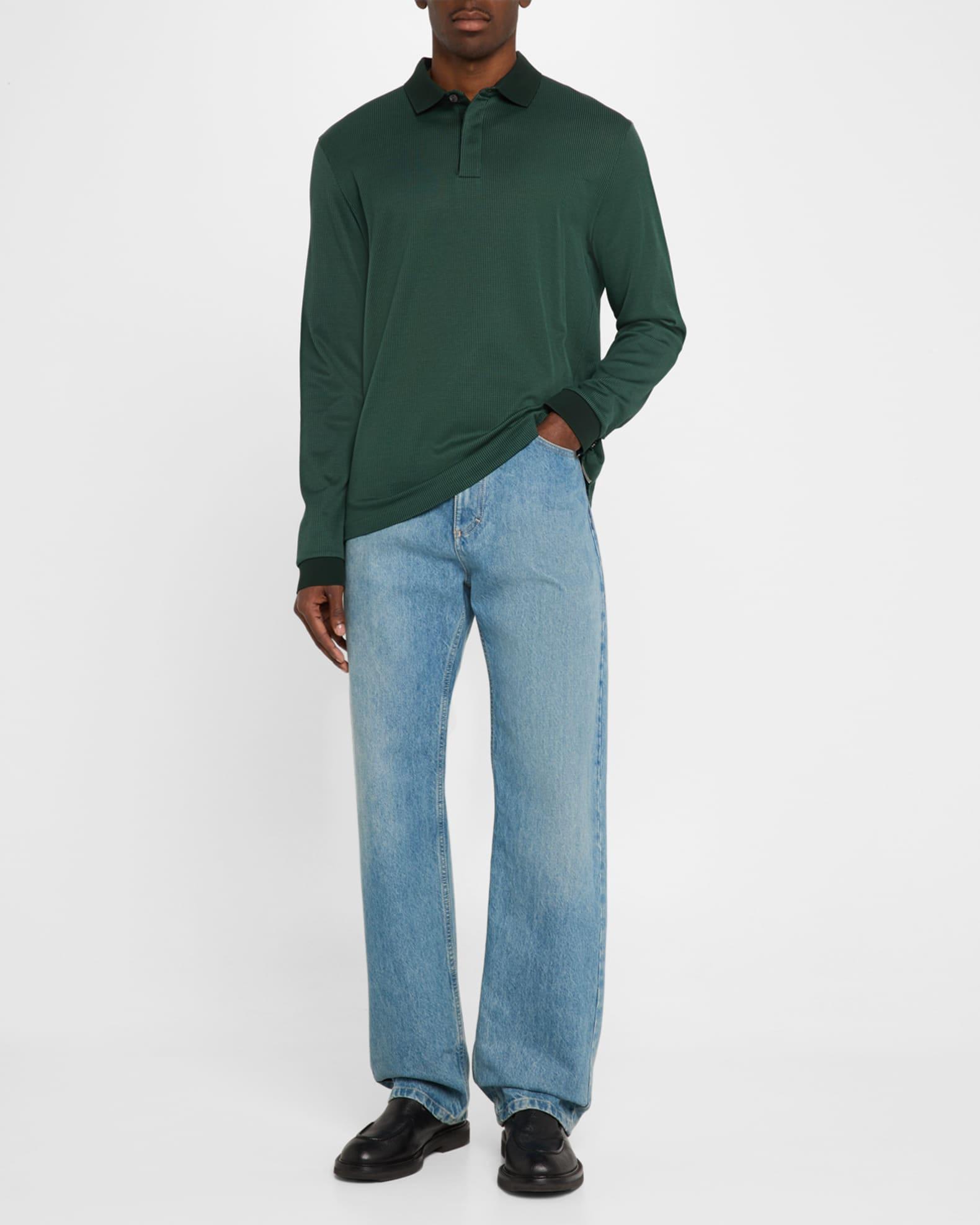 Men's Pado Cotton Textured Long-Sleeve Polo Shirt Product Image