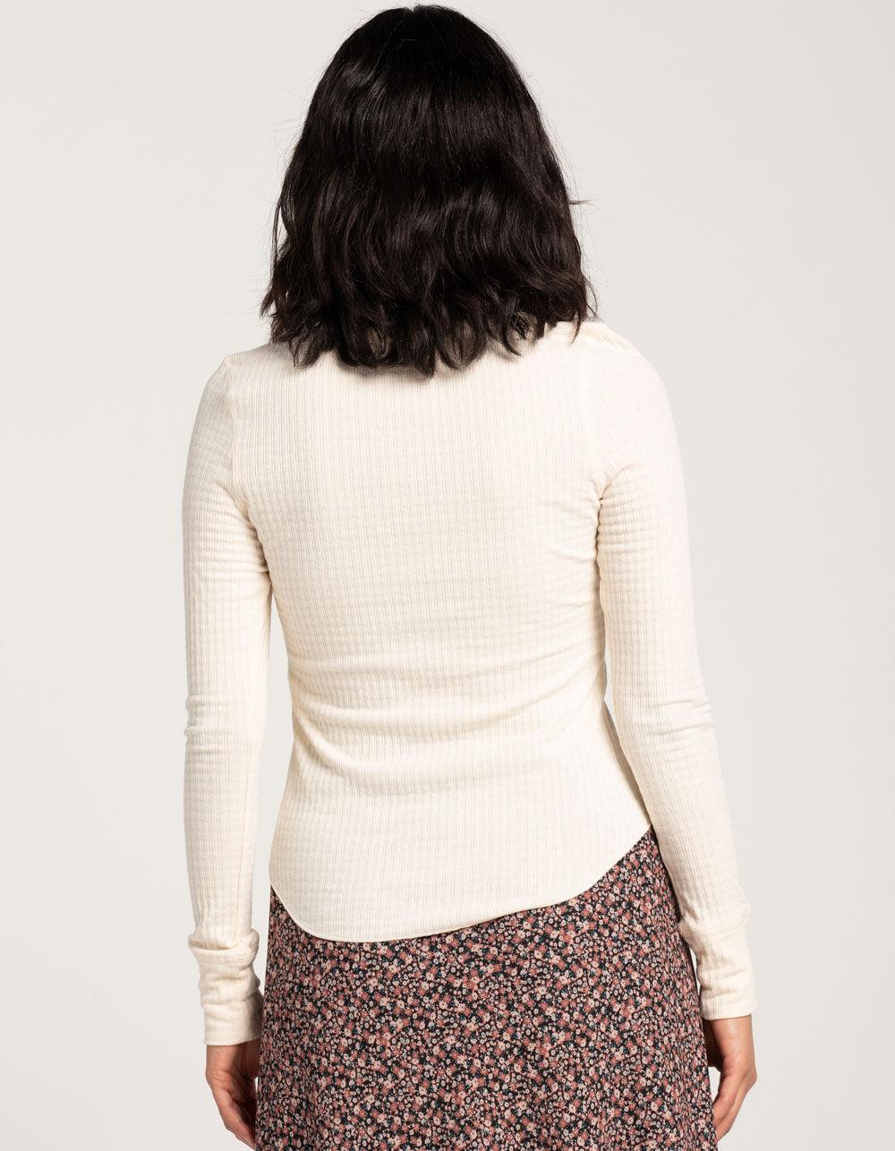 BILLABONG All Day Womens Knit Henley Top - OFF WHITE Product Image