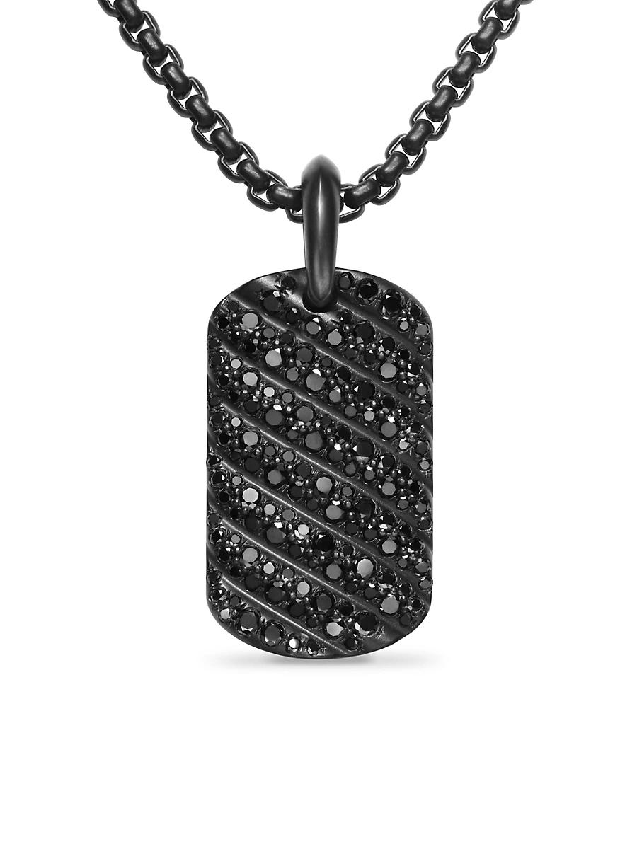 David Yurman Mens Sculpted Cable Tag Titanium with Black Diamonds, 27mm Product Image