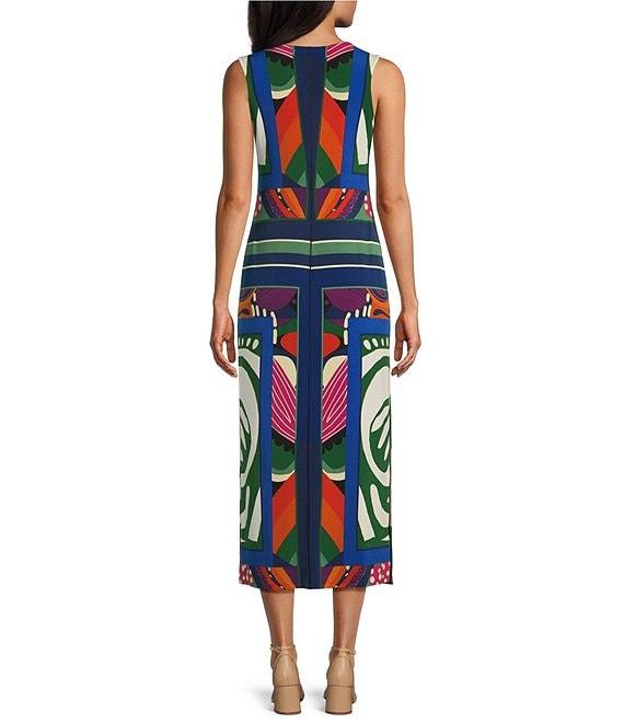Eva Varro Scarf Print Scoop Neck Sleeveless Tank Midi Dress Product Image