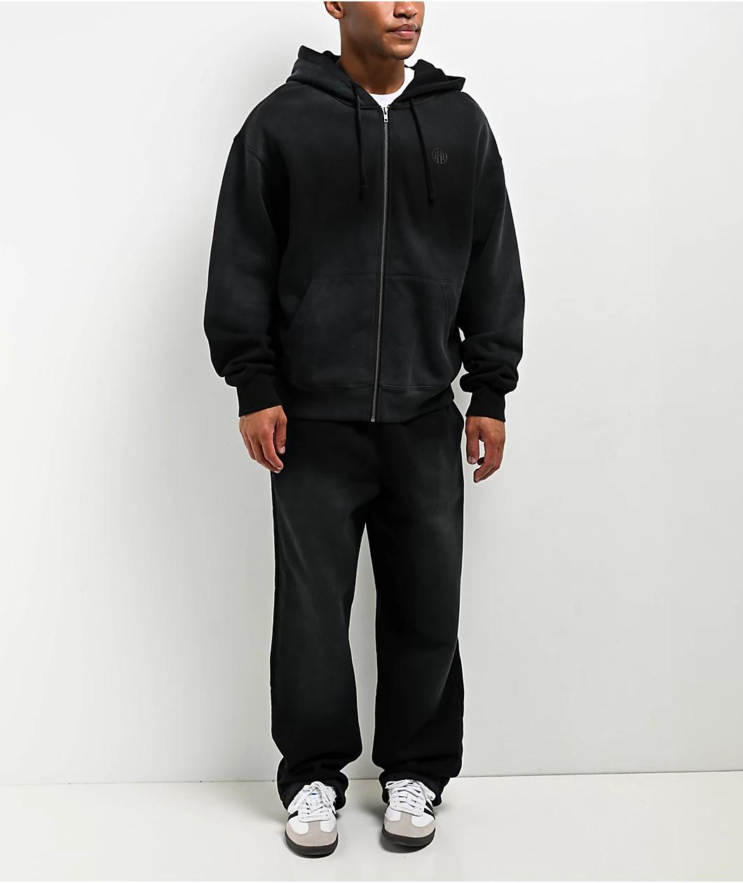 Ninth Hall Fundamentals Sunbleached Black Wash Loose Sweatpants Product Image