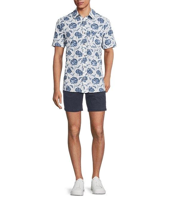 Rowm Performance Rec + Relax Short Sleeve Sketch Floral Print Textured Shirt Product Image