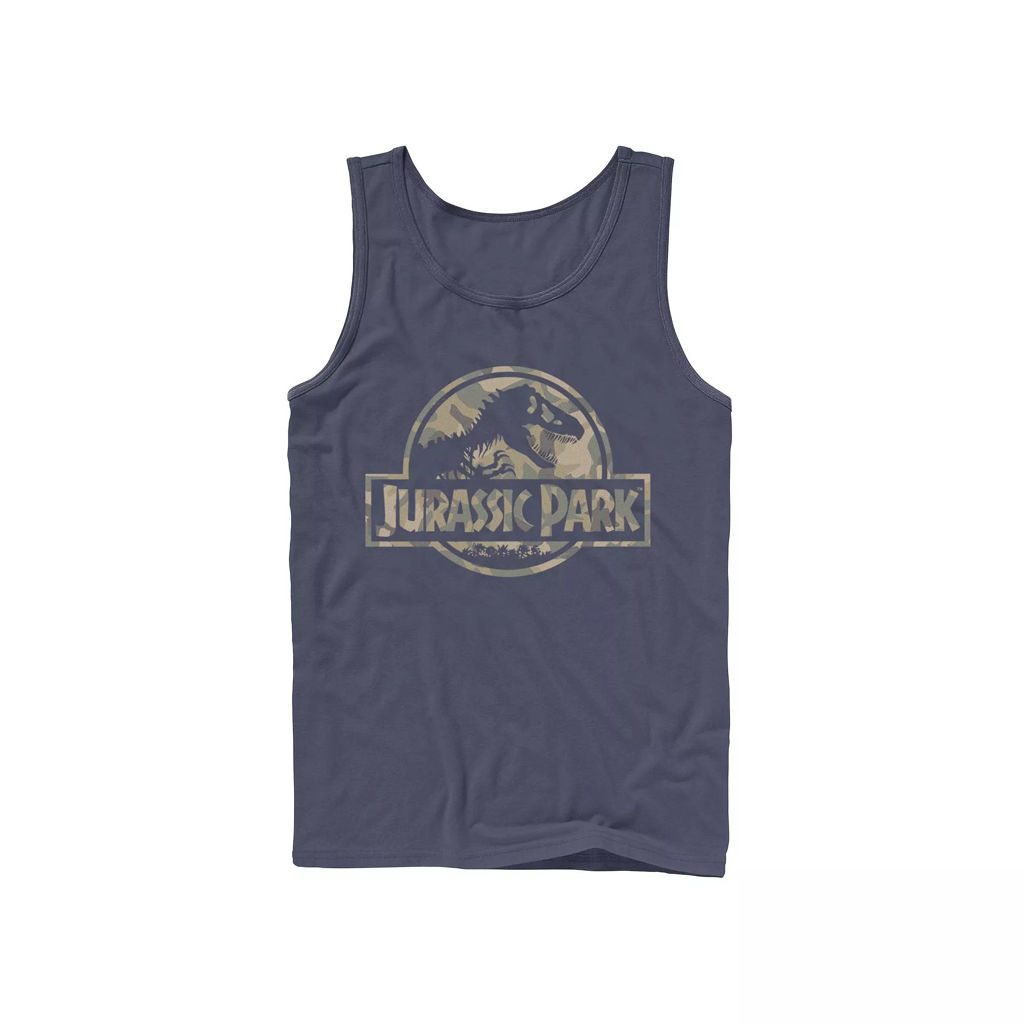 Men's Jurassic Park Beige Flat Movie Logo Tank Top,  Product Image