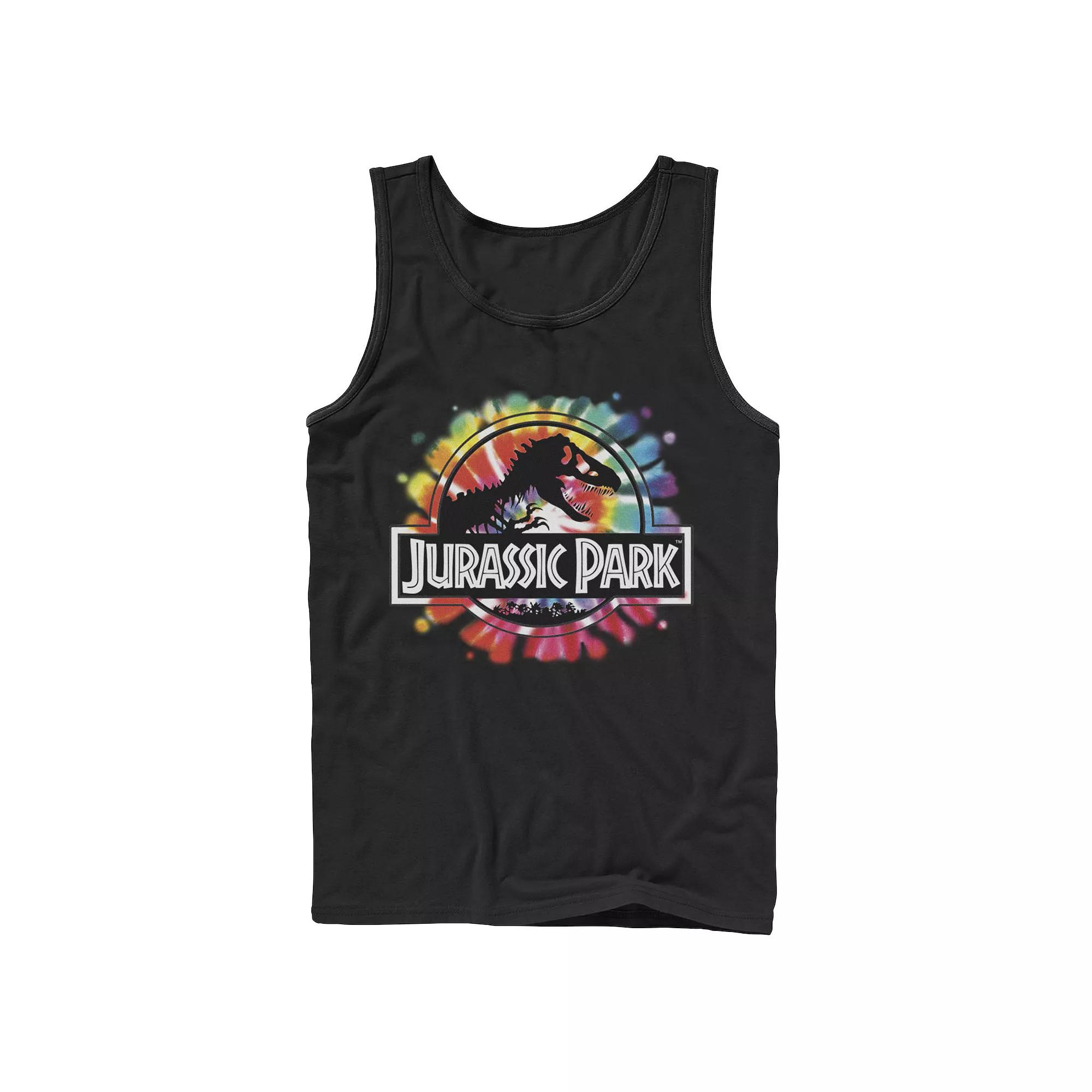 Men's Jurassic Park Classic Logo Tie Dye Graphic Tank Top,  Product Image