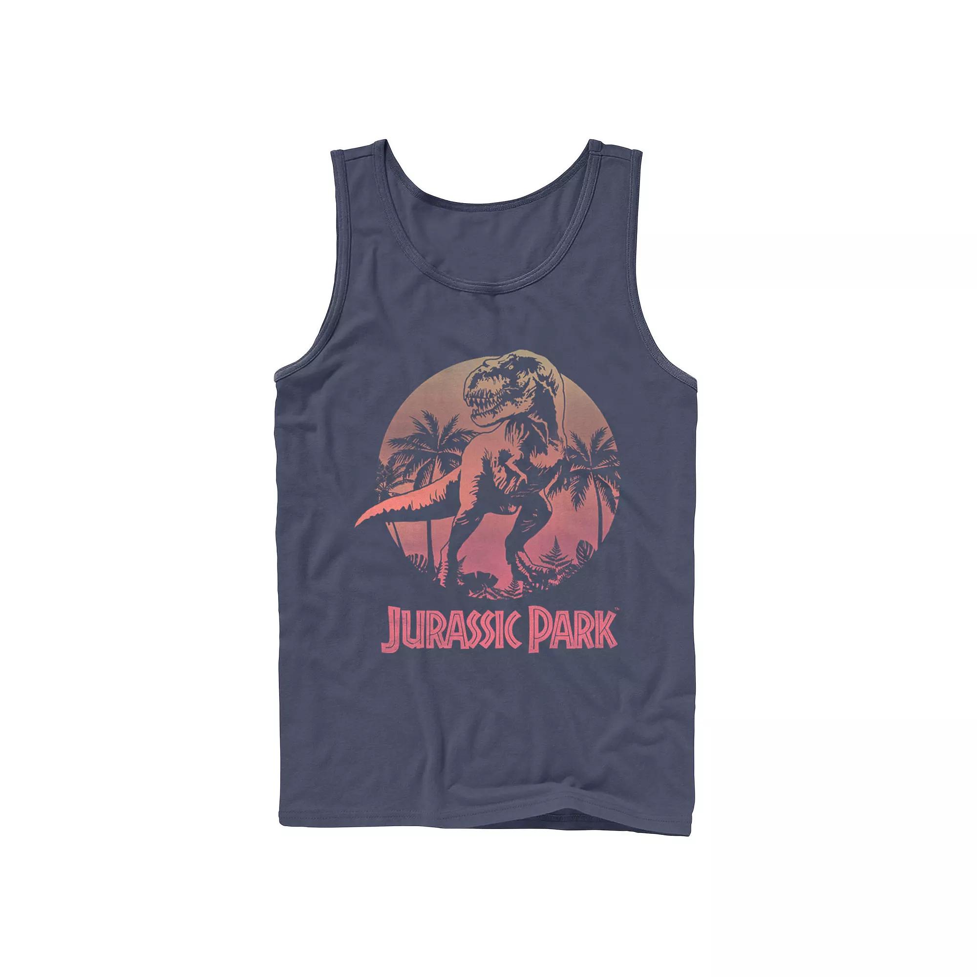 Men's Jurassic Park Gradient Sunset Logo Icon Tank Top,  Product Image