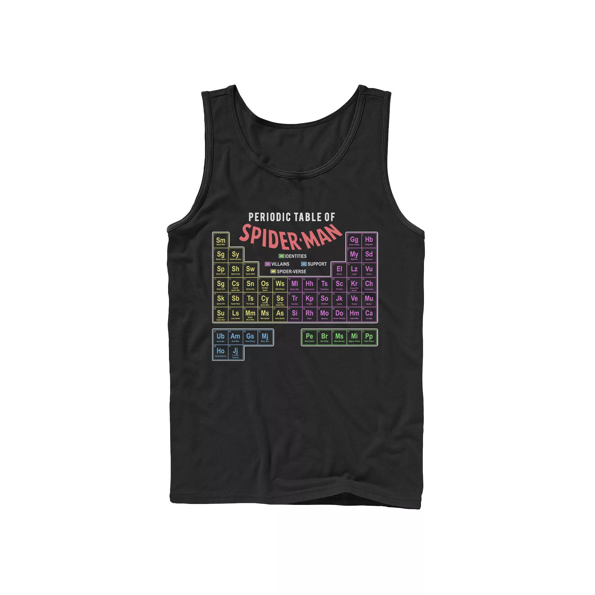 Men's Marvel Periodic Table Of Spider-Man Tank Top, Boy's, Size: Large, Black Product Image