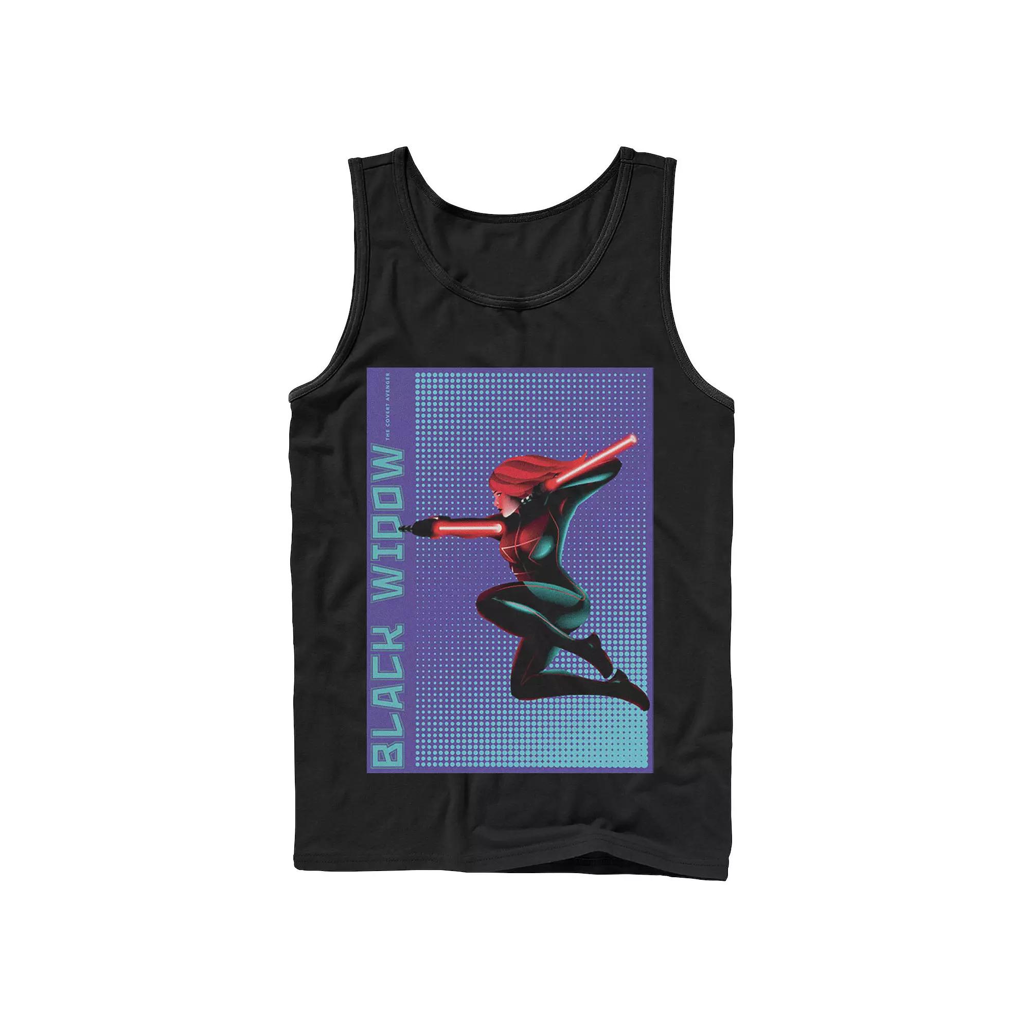 Men's Marvel Black Widow Halftone Pop Art Poster Tank Top,  Product Image