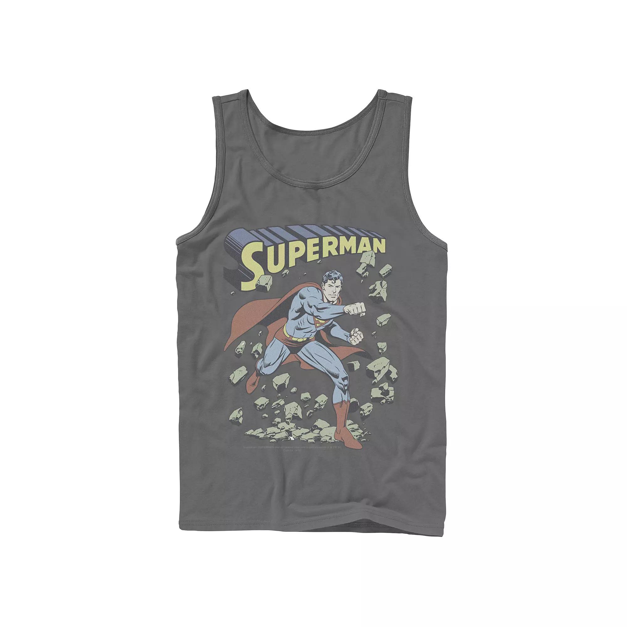 Men's DC Comics Superman Smash Rocks Vintage Poster Tank Top,  Product Image