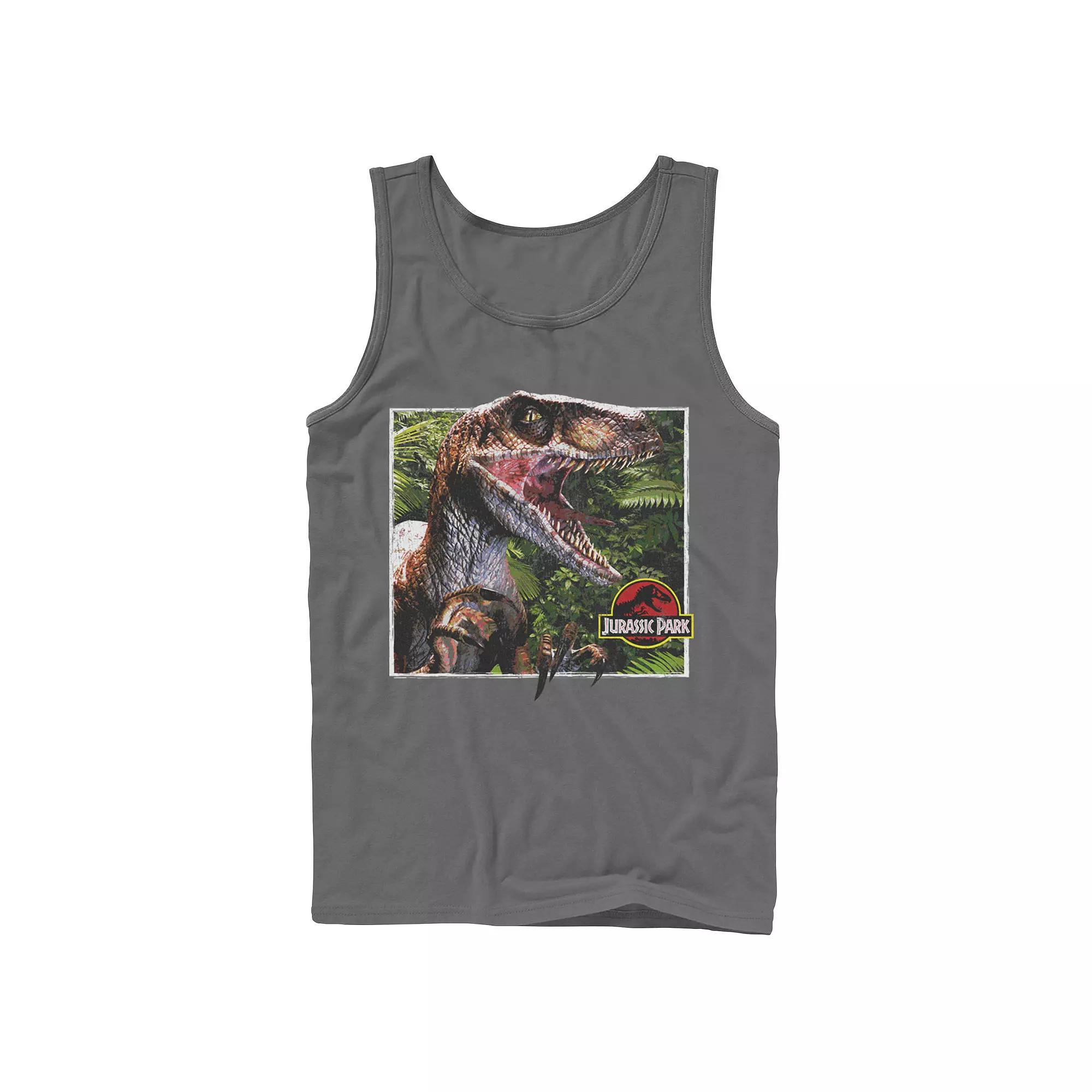 Men's Jurassic Park Raptor Coming Out Of Forest Tank Top,  Product Image