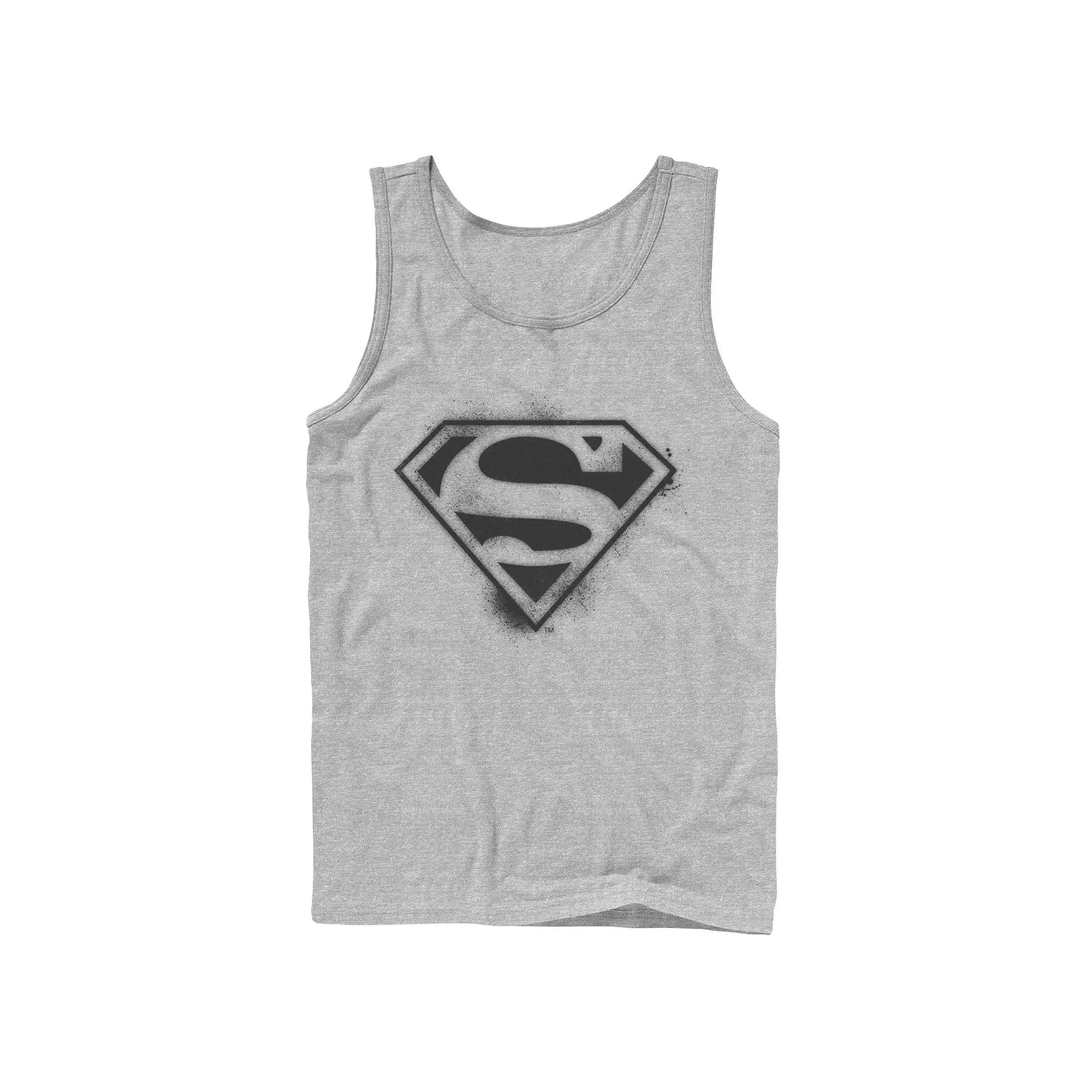 Men's DC Comics Superman Spray Paint Stencil Logo Tank Top, Size: Large, Athletic Grey Product Image