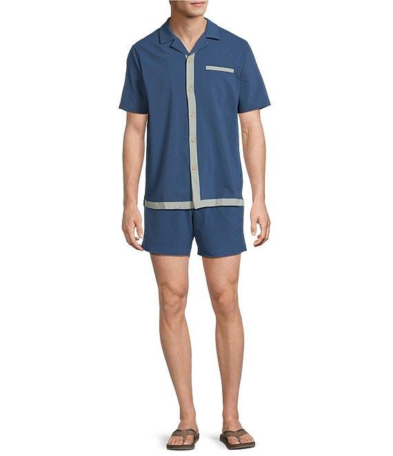Rowm Seersucker Contrast Cabana Swim Top Product Image
