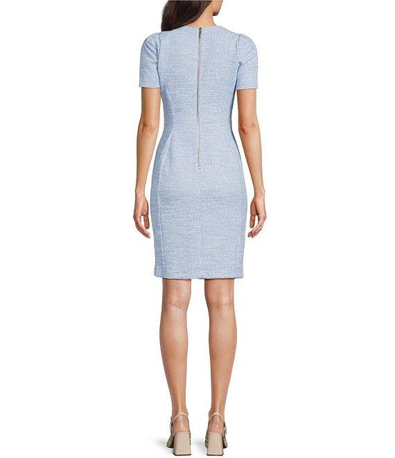 Calvin Klein Short Sleeve Crew Neck Tweed Sheath Dress Product Image