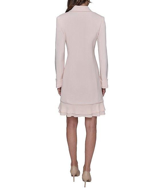 KARL LAGERFELD PARIS Notch Lapel Collar Long Sleeve Chiffon Flounce Hem Mini Blazer Dress Product Image