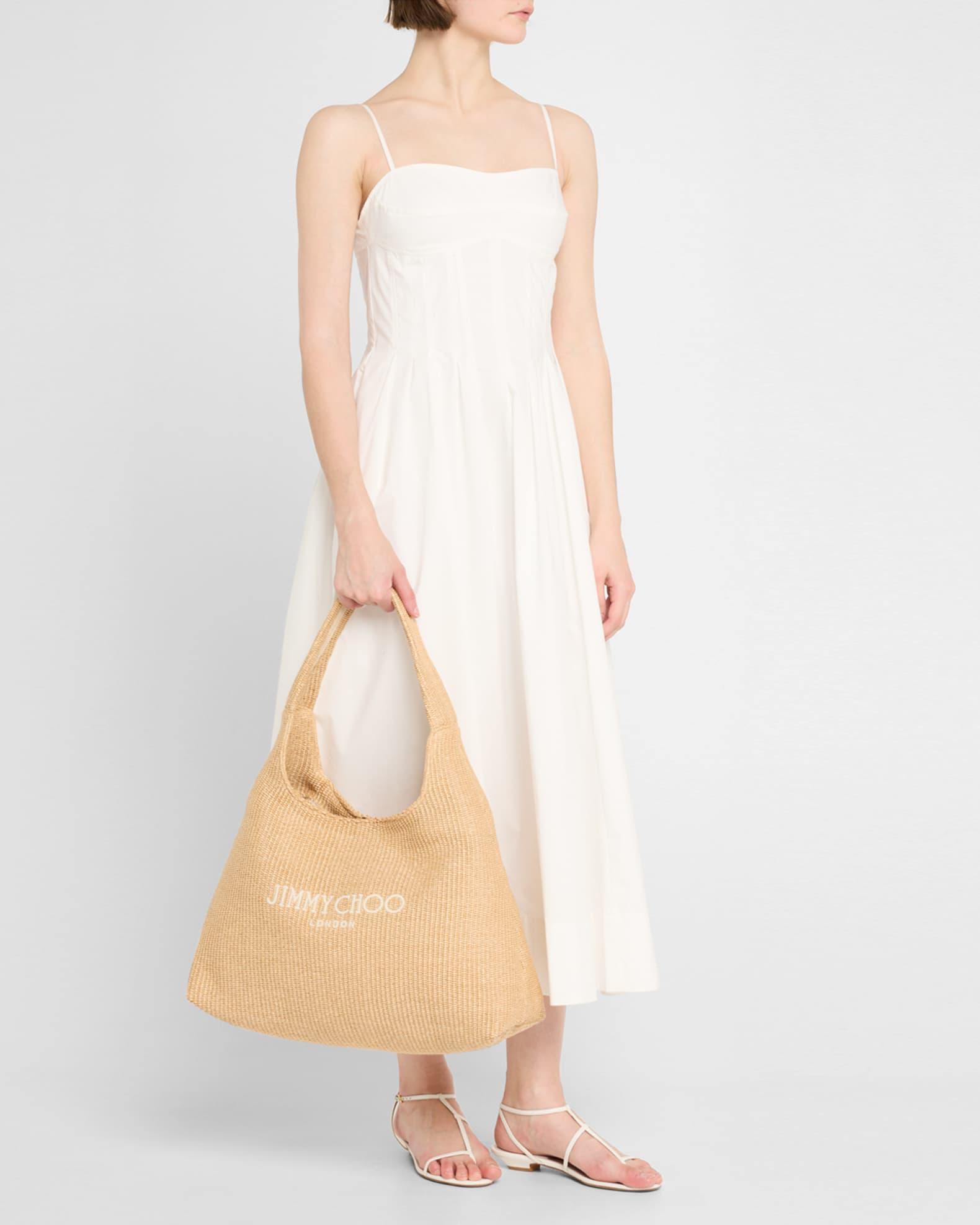 Beach Logo-Embroidered Raffia Hobo Bag Product Image