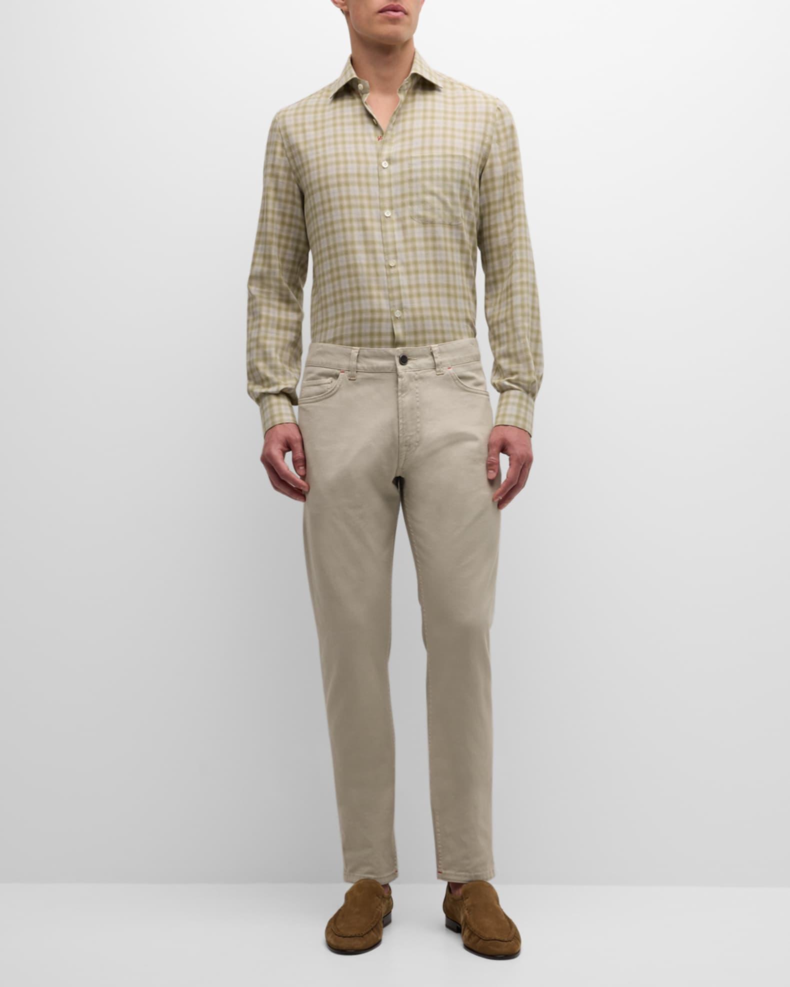 Men's Cotton-Cashmere Plaid Casual Button-Down Shirt Product Image