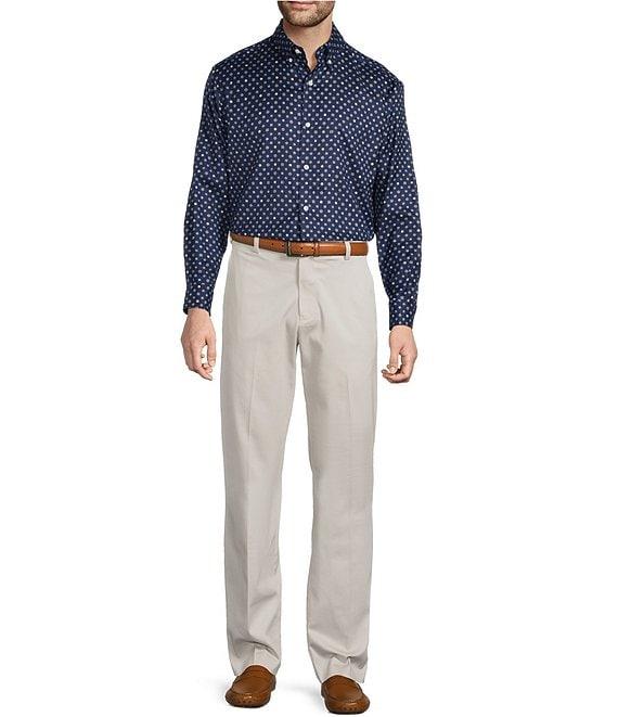 Roundtree & Yorke Long Sleeve Geo Print Oxford Sport Shirt Product Image