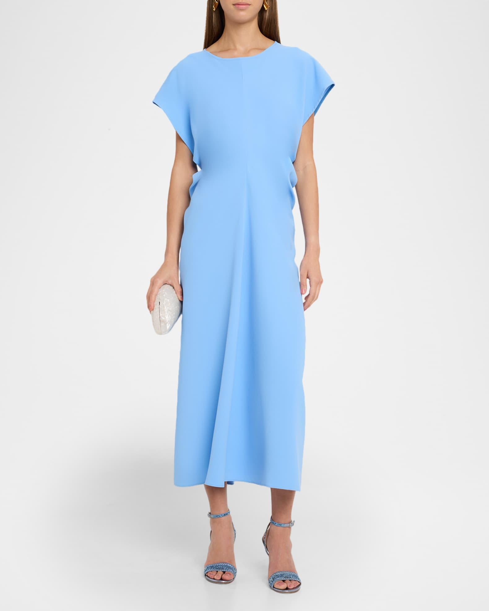 Salto Draped Crepe Envers Satin Midi Dress Product Image
