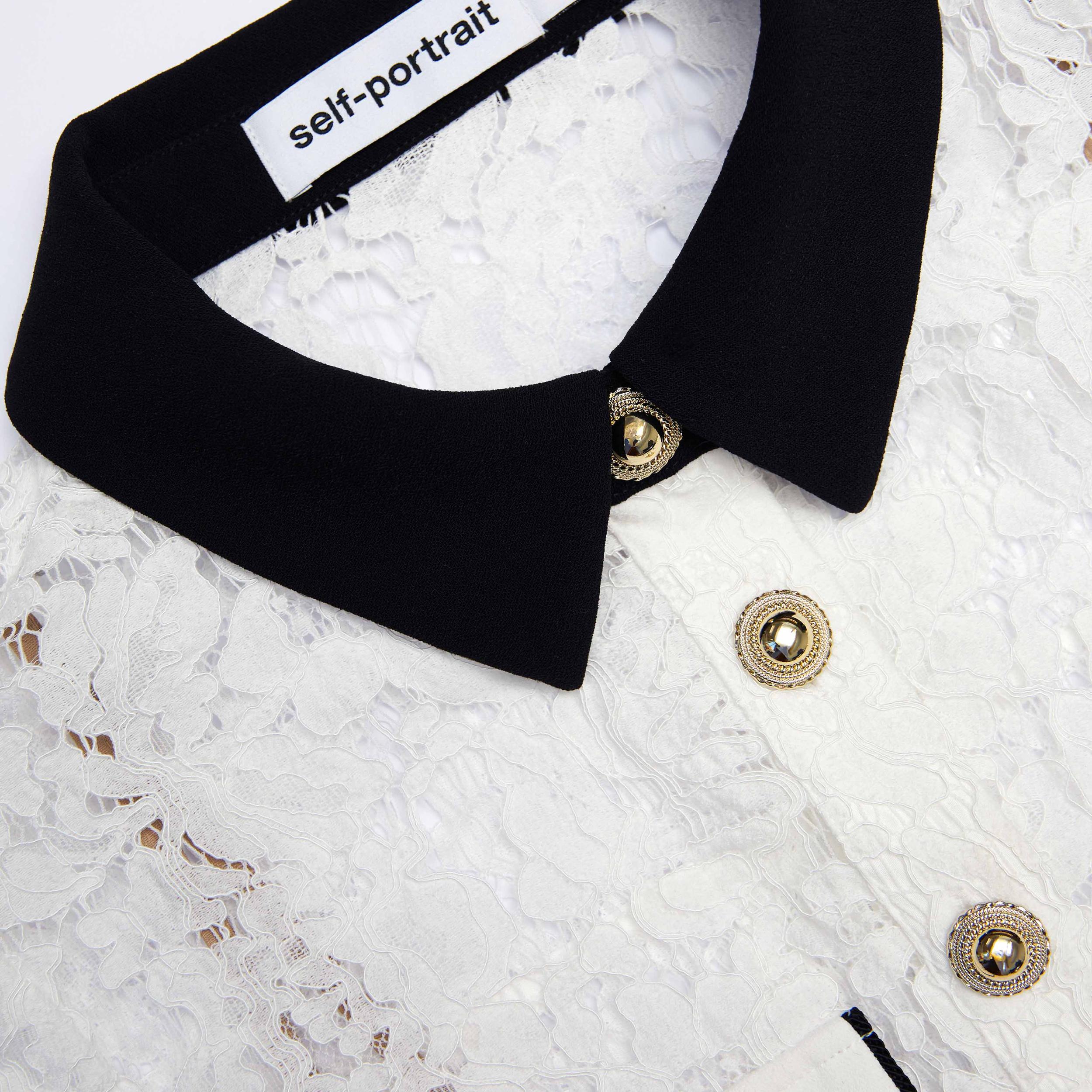 White Lace Contrast Collar Mini Dress Product Image