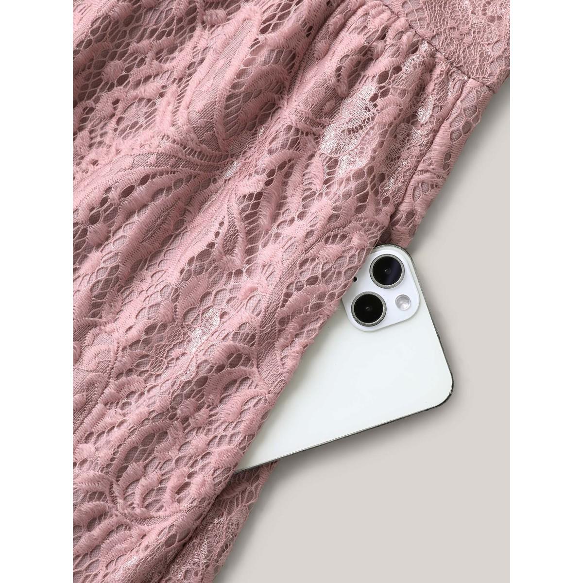 Plus Size Lace Side Slit Cami Midi Dress Mauve Women V-neck Sleeveless Curvy BloomChic 14-16/1X Product Image