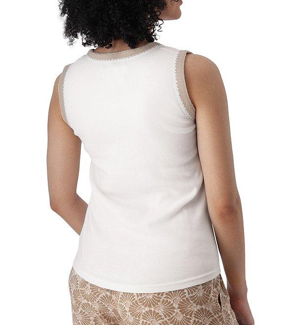 Aventura Solana Rib Knit Crochet Trim V-Neck Sleeveless Tank Product Image